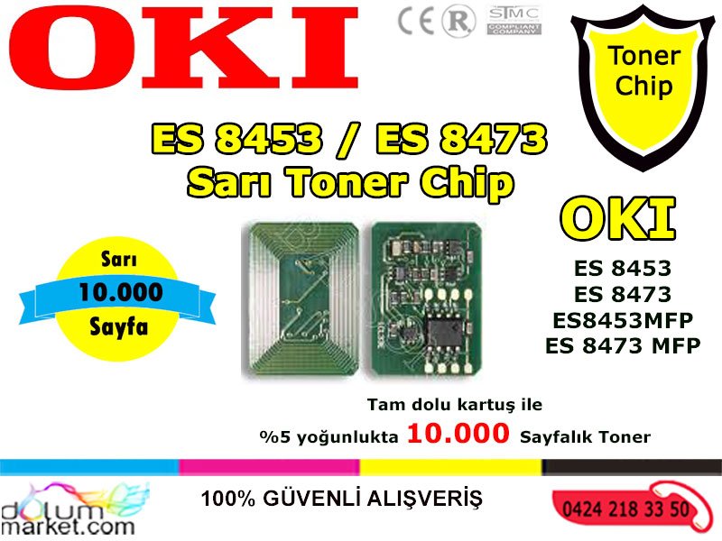 Oki-es-8453-tonerchip-sarı