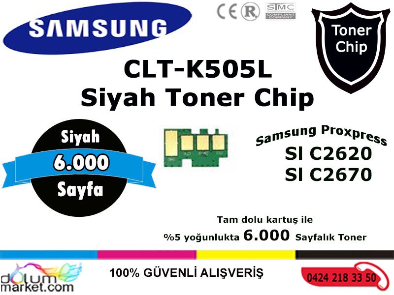 Samsung-CLT-K505L-TonerChip-Siyah