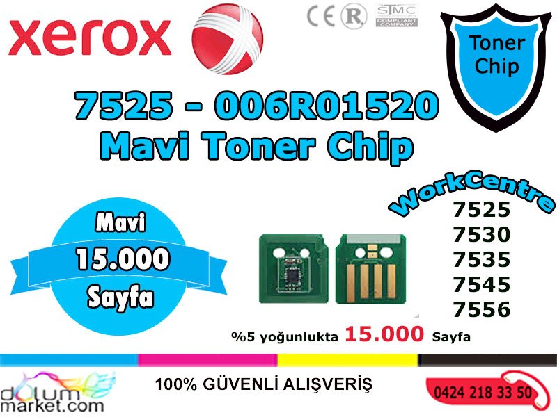 Xerox-7525-TonerChip-Mavi